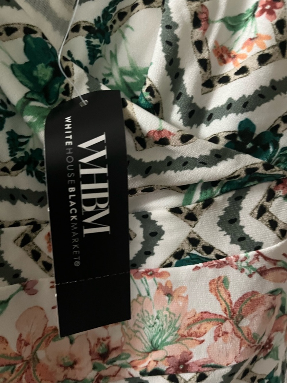 White House Black Market Peach & Green Floral Print Maxi Dress size XL - Picture 10 of 11